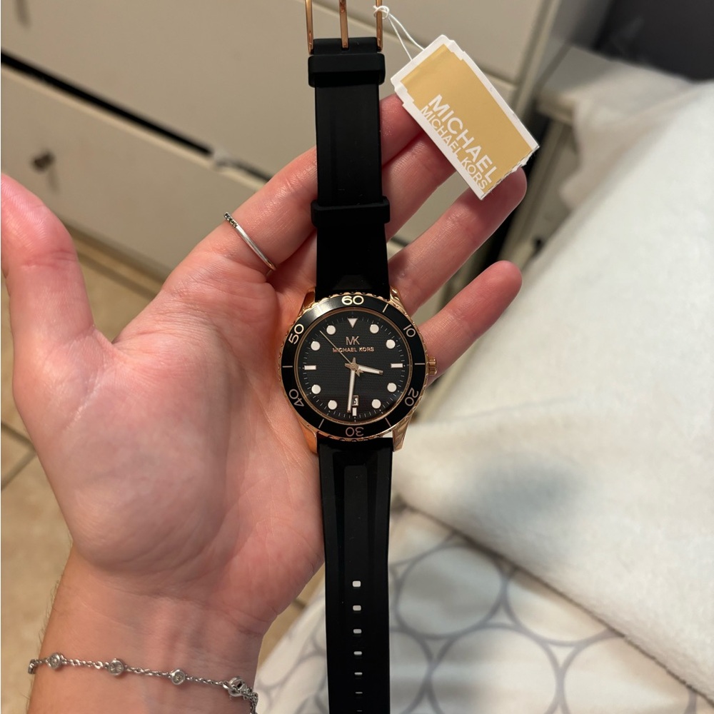 Brand new Michael kors black and gold watch!